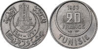Tunisia 20 Francs Muhammad al-Amin Bey, Paris, Copper-nickel -