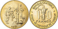West African States 10 Francs Brass, KM:E12 -