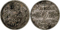 Tunisia 5 Francs Ahmad Pasha Bey, Paris, Silver -