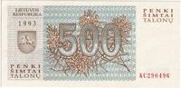 Lithuania 500 Talonu UNZ -