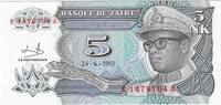 Zaire 5 Nouveaux Makuta 1993-06-24 -