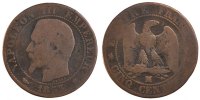 France 5 Centimes Coin, Napoleon III, Napoléon III, Marseille -