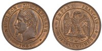 France 10 Centimes Coin, Napoleon III, Napoléon III, Paris -