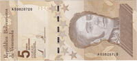 Venezuela 5 Bolivares Banknote, 2020-04-29 -