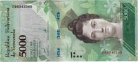 Venezuela 5000 Bolivares Banknote, 2017-12-13 -