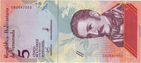 Venezuela 5 Bolivares Banknote, 2018-01-15 -