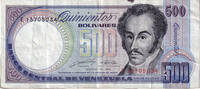 Venezuela 500 Bolivares Banknote, 1989-03-16, KM:67c -