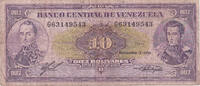 Venezuela 10 Bolívares Banknote, 1988-11-03, KM:61d -
