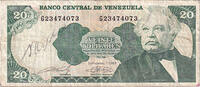 Venezuela 20 Bolivares Banknote, 1989-09-07, KM:63b -