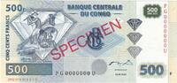 Congo Democratic Republic 500 Francs Banknote, 04.01.2002, KM:96s -