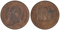 France 2 Centimes Coin, Napoleon III, Napoléon III, Strasbourg -