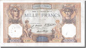 France 1000 Francs Banknote, 1 000 F 1927-1940 ''Cérès et Mercure'' -