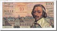 France 10 Nouveaux Francs on 1000 Francs Banknote, 1955-1959 Overprinted with -