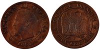 France 2 Centimes Coin, Napoleon III, Napoléon III, Lille -