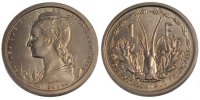 French West Africa Franc Coin, Copper-nickel, Lecompte:4 -