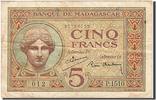 Madagascar 5 Francs Banknote, Undated, KM:35 -
