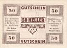 Austria 50 Heller Banknote, Steinerkirchen, 50 Heller Eglise 1920 AU(55-58) Mehl:FS 1029I -
