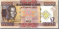 Guinea 1000 Francs 2010 Banknote, 2010-03-01 UNZ 12,95 EUR  plus 4,95 EUR verzending