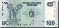 Congo Democratic Republic 100 Francs Banknote, 2007-07-31 -