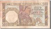 Serbia 500 Dinara Banknote, 1941-11-01 -