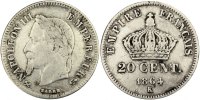 France 20 Centimes Coin, Napoleon III, Napoléon III, Bordeaux -