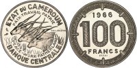 Cameroon 100 Francs Coin, Paris, Nickel, KM:E11 -
