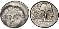 Diobol Coin, Thrace, Apollonia Pontica, Apollo, Silver -