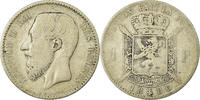 Belgium Franc Coin, Leopold II, Silver, KM:28.2 -