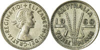 Australia Threepence Coin, Elizabeth II, Melbourne, Silver -