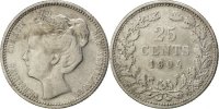 Netherlands 25 Cents Coin, Wilhelmina I, Silver, KM:120.2 -