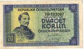 Czechoslovakia 20 Korun Banknote, undated (1945), KM:61a -