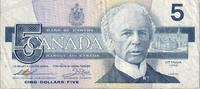 Canada 5 Dollars Banknote, KM:95b -