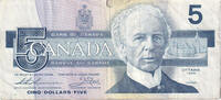 Canada 5 Dollars Banknote, KM:95b -