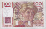 France 100 Francs Jeune Paysan, B.182, Fayette:28.13, KM:128a -