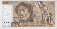 France 100 Francs Delacroix, U.31, Fayette:69.04a, KM:154b -