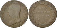 France 5 Centimes Coin, Dupré, Geneva, Bronze, KM:640.6 -