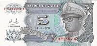 Zaire 5 Nouveaux Makuta 1993-06-24 -