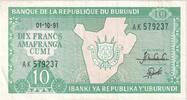 Burundi 10 Francs 1991-10-01 -