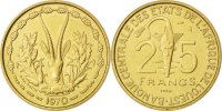 West African States 25 Francs Coin, Aluminum-Bronze, KM:E5 -