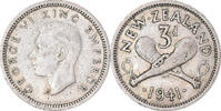 New Zealand 3 Pence Coin, George VI, British Royal Mint -