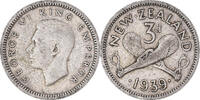 New Zealand 3 Pence Coin, George VI, British Royal Mint -