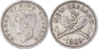New Zealand 3 Pence Coin, George VI, British Royal Mint -