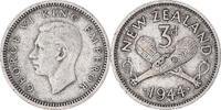 New Zealand 3 Pence Coin, George VI, British Royal Mint -