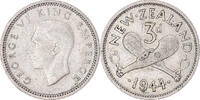 New Zealand 3 Pence Coin, George VI, British Royal Mint -