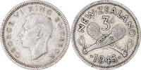 New Zealand 3 Pence Coin, George VI, British Royal Mint -