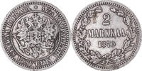 Finland 2 Markkaa Coin, Alexander II, Helsinki, Silver -