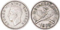 New Zealand 3 Pence Coin, George VI, British Royal Mint -
