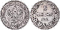 Finland 2 Markkaa Coin, Alexander II, Helsinki, Silver -
