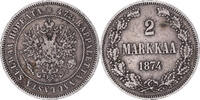 Finland 2 Markkaa Coin, Alexander II, Helsinki, Silver -