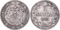 Finland 2 Markkaa Coin, Alexander II, Helsinki, Silver -